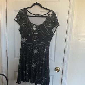 Spin Doctor Black Celestial Skull Mini Dress